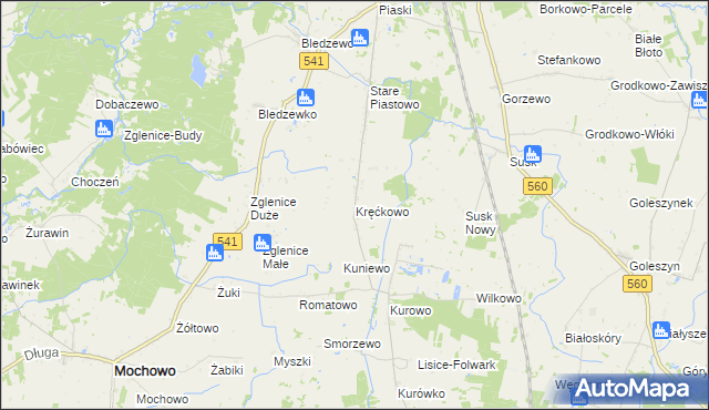 mapa Kręćkowo, Kręćkowo na mapie Targeo