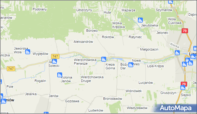 mapa Krępa Kościelna, Krępa Kościelna na mapie Targeo