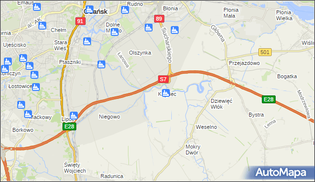 mapa Krępiec gmina Pruszcz Gdański, Krępiec gmina Pruszcz Gdański na mapie Targeo