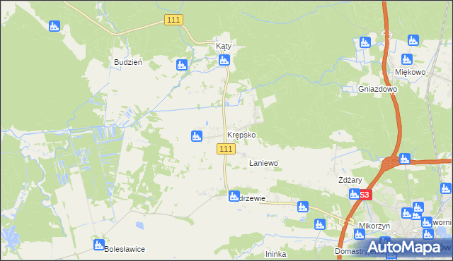 mapa Krępsko gmina Goleniów, Krępsko gmina Goleniów na mapie Targeo