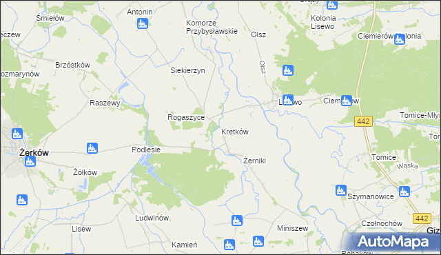 mapa Kretków, Kretków na mapie Targeo