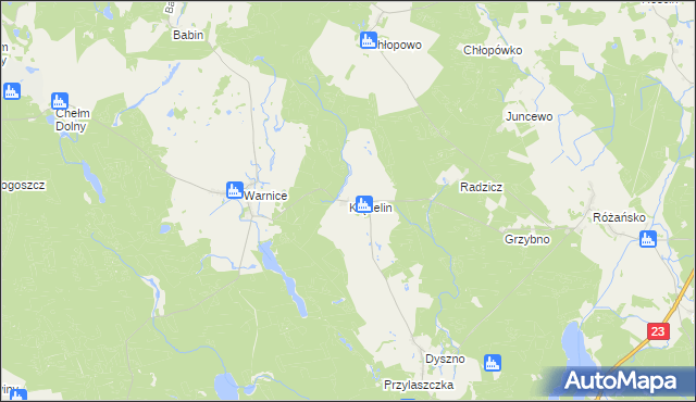mapa Krężelin, Krężelin na mapie Targeo