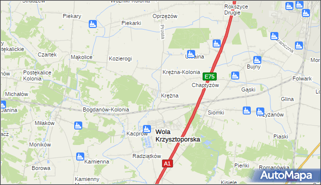 mapa Krężna, Krężna na mapie Targeo