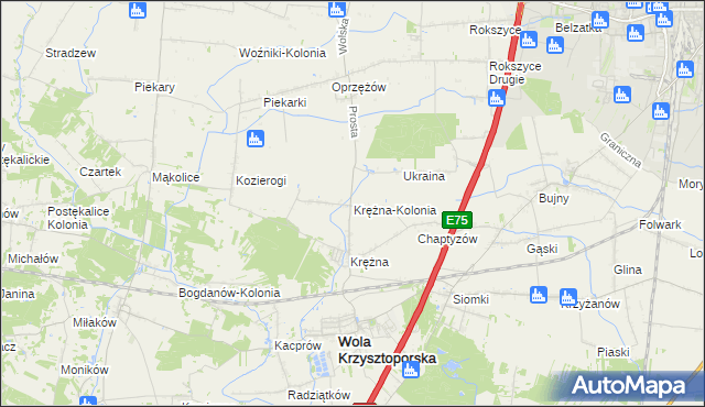 mapa Krężna-Kolonia, Krężna-Kolonia na mapie Targeo