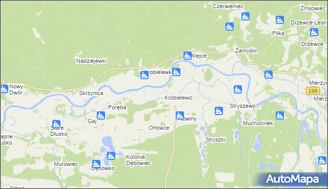 mapa Krobielewo, Krobielewo na mapie Targeo