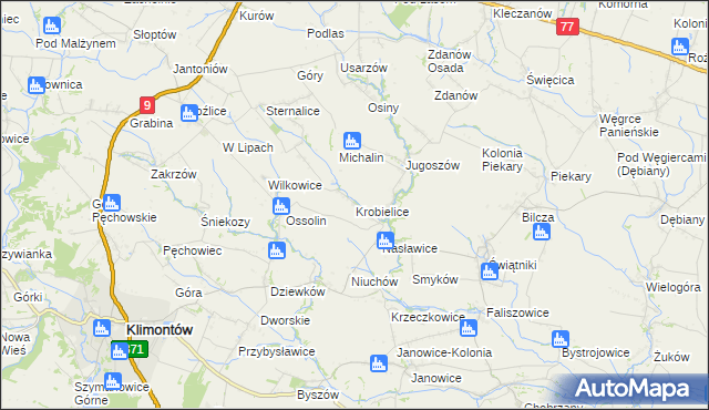 mapa Krobielice, Krobielice na mapie Targeo