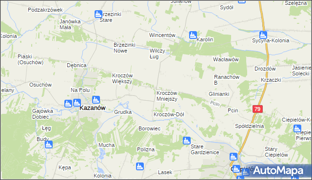 mapa Kroczów Mniejszy, Kroczów Mniejszy na mapie Targeo