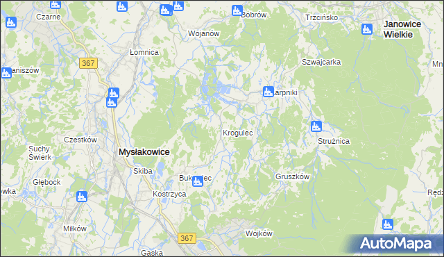 mapa Krogulec gmina Mysłakowice, Krogulec gmina Mysłakowice na mapie Targeo