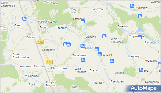 mapa Krokocice, Krokocice na mapie Targeo