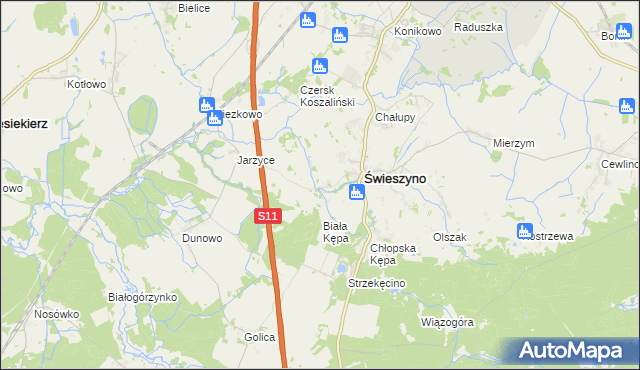 mapa Krokowo gmina Świeszyno, Krokowo gmina Świeszyno na mapie Targeo