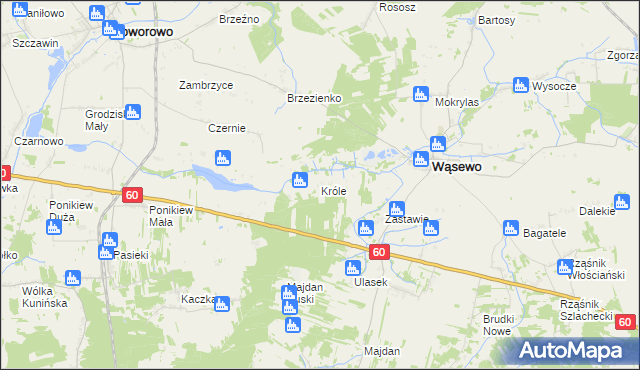 mapa Króle gmina Wąsewo, Króle gmina Wąsewo na mapie Targeo