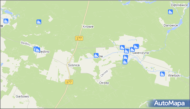 mapa Króle gmina Wierzchowo, Króle gmina Wierzchowo na mapie Targeo