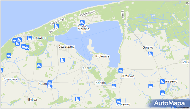 mapa Królewice gmina Postomino, Królewice gmina Postomino na mapie Targeo