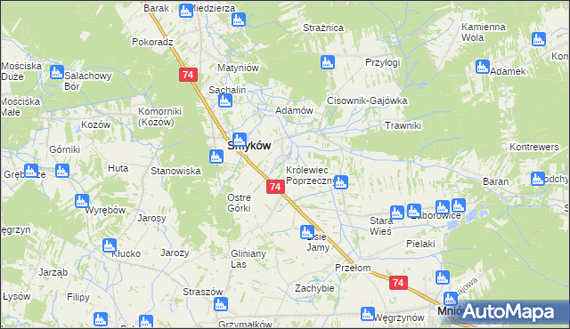 mapa Królewiec Poprzeczny, Królewiec Poprzeczny na mapie Targeo