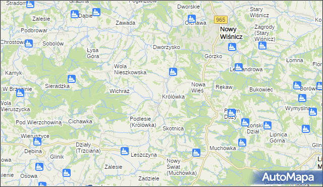 mapa Królówka gmina Nowy Wiśnicz, Królówka gmina Nowy Wiśnicz na mapie Targeo