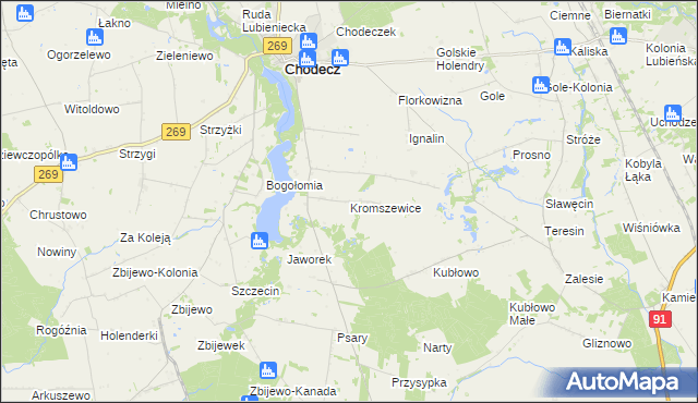 mapa Kromszewice, Kromszewice na mapie Targeo