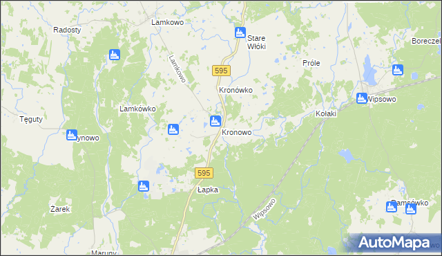 mapa Kronowo gmina Barczewo, Kronowo gmina Barczewo na mapie Targeo
