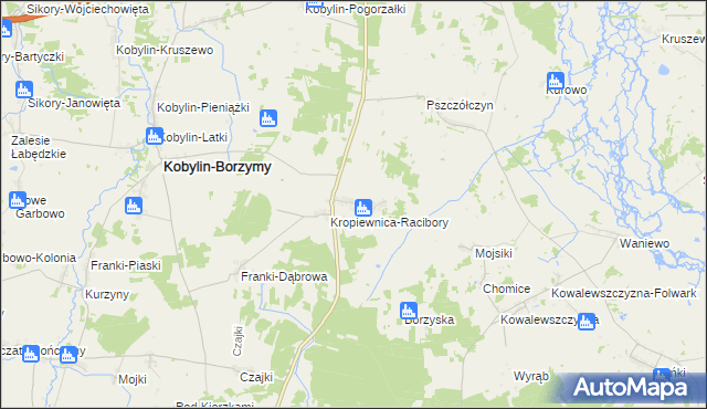 mapa Kropiewnica-Gajki, Kropiewnica-Gajki na mapie Targeo