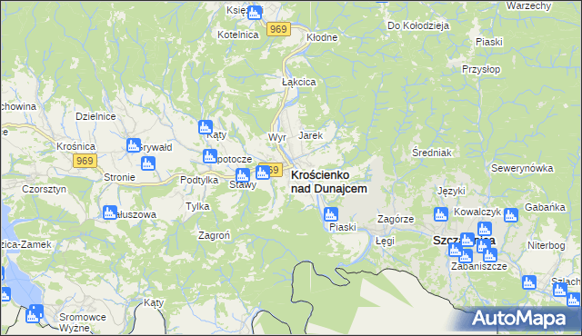 mapa Krościenko nad Dunajcem, Krościenko nad Dunajcem na mapie Targeo