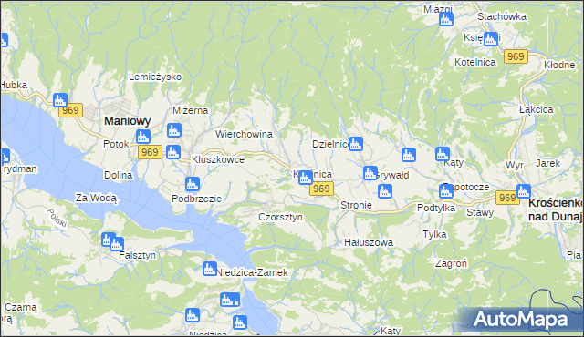 mapa Krośnica gmina Krościenko nad Dunajcem, Krośnica gmina Krościenko nad Dunajcem na mapie Targeo