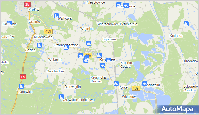 mapa Krośnice powiat milicki, Krośnice powiat milicki na mapie Targeo