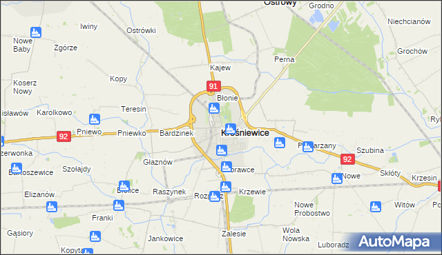 mapa Krośniewice, Krośniewice na mapie Targeo