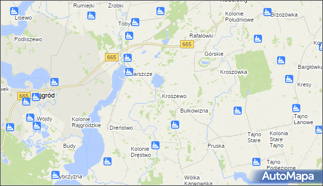 mapa Kroszewo, Kroszewo na mapie Targeo