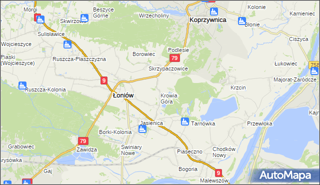 mapa Krowia Góra, Krowia Góra na mapie Targeo