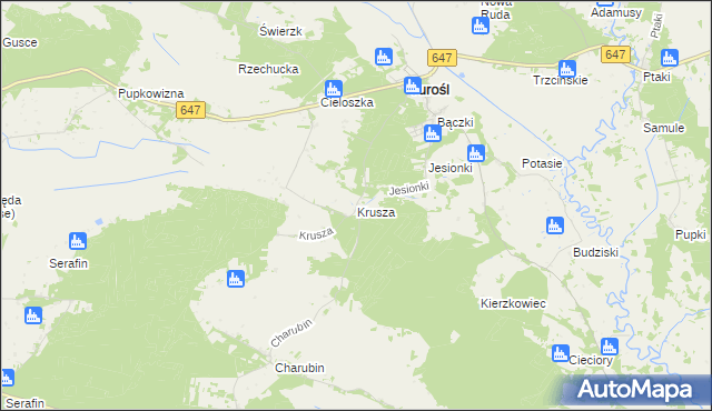 mapa Krusza, Krusza na mapie Targeo