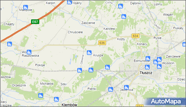 mapa Krusze gmina Klembów, Krusze gmina Klembów na mapie Targeo