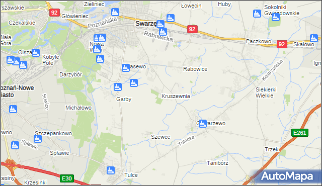 mapa Kruszewnia gmina Swarzędz, Kruszewnia gmina Swarzędz na mapie Targeo