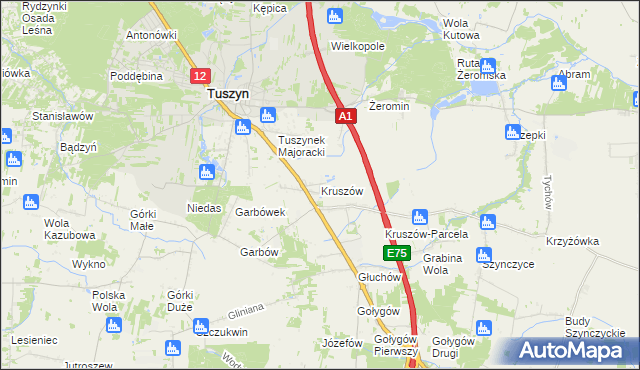 mapa Kruszów, Kruszów na mapie Targeo