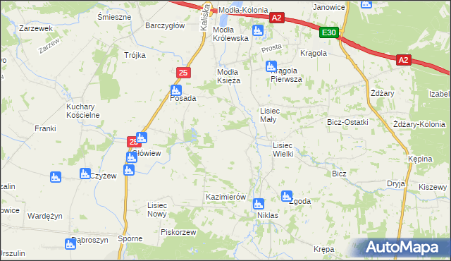 mapa Kruszyna gmina Stare Miasto, Kruszyna gmina Stare Miasto na mapie Targeo
