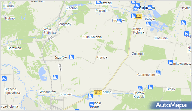 mapa Krynica gmina Krasnystaw, Krynica gmina Krasnystaw na mapie Targeo