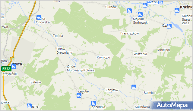 mapa Kryniczki, Kryniczki na mapie Targeo