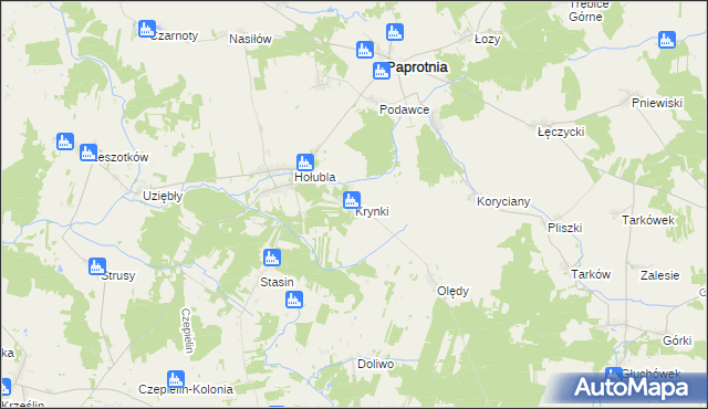 mapa Krynki gmina Paprotnia, Krynki gmina Paprotnia na mapie Targeo