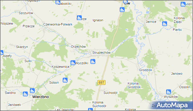 mapa Krypy gmina Wierzbno, Krypy gmina Wierzbno na mapie Targeo