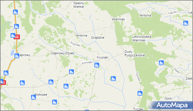 mapa Krysiaki gmina Myszyniec, Krysiaki gmina Myszyniec na mapie Targeo