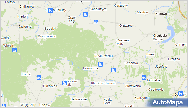 mapa Krzakowizna, Krzakowizna na mapie Targeo