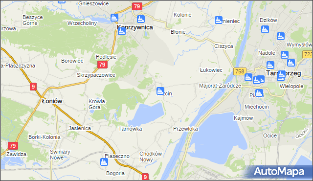 mapa Krzcin, Krzcin na mapie Targeo