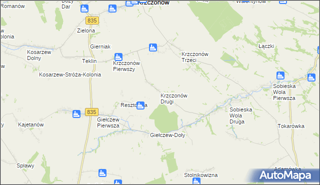 mapa Krzczonów Drugi, Krzczonów Drugi na mapie Targeo