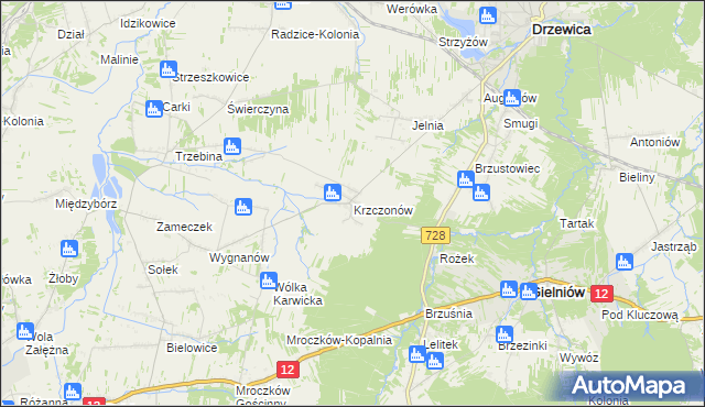 mapa Krzczonów gmina Drzewica, Krzczonów gmina Drzewica na mapie Targeo