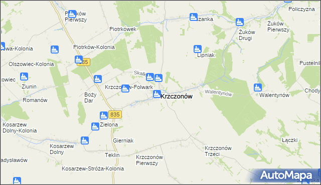 mapa Krzczonów powiat lubelski, Krzczonów powiat lubelski na mapie Targeo