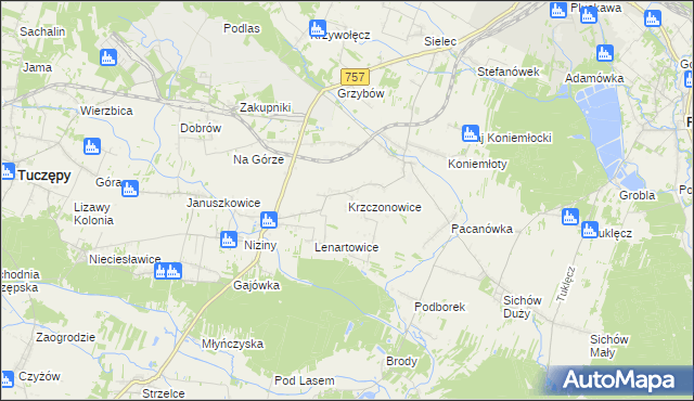 mapa Krzczonowice gmina Staszów, Krzczonowice gmina Staszów na mapie Targeo