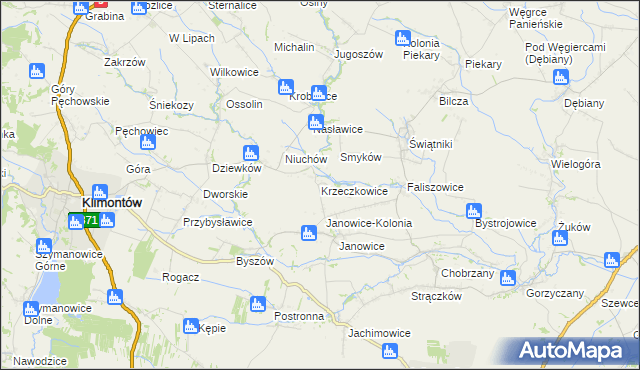 mapa Krzeczkowice, Krzeczkowice na mapie Targeo