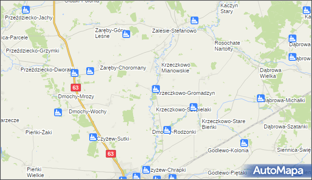 mapa Krzeczkowo-Gromadzyn, Krzeczkowo-Gromadzyn na mapie Targeo