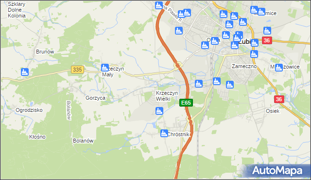 mapa Krzeczyn Wielki, Krzeczyn Wielki na mapie Targeo