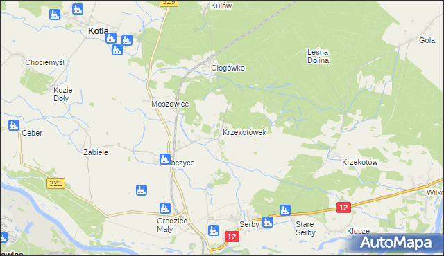 mapa Krzekotówek, Krzekotówek na mapie Targeo