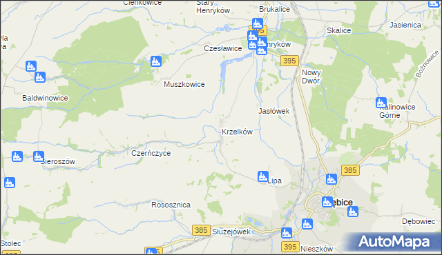 mapa Krzelków, Krzelków na mapie Targeo