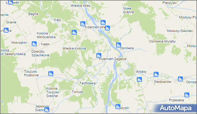 mapa Krzemień-Zagacie, Krzemień-Zagacie na mapie Targeo